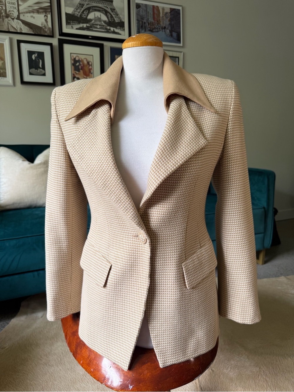 Women's Tan Textured Blazer Jacket